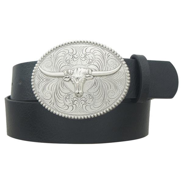 Flora Swirl Longhorn Oval Buckle Belt