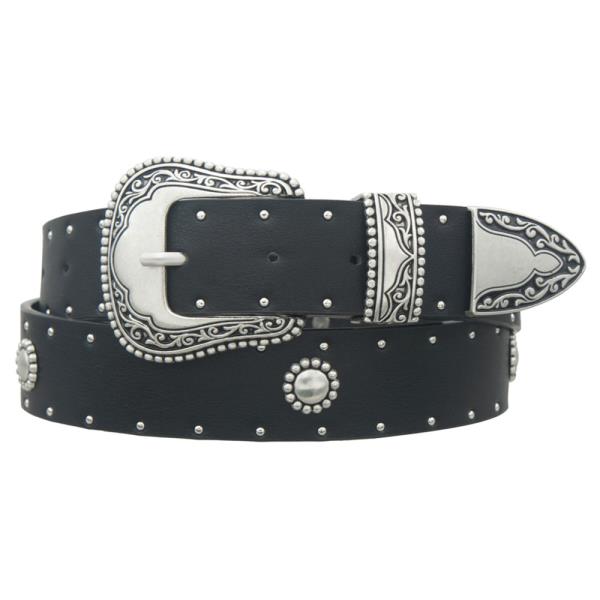 Stud and Concho Strap Western Buckle Belt