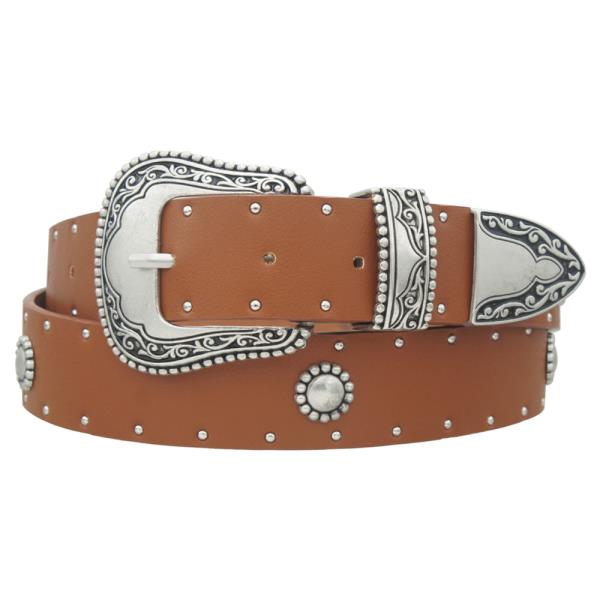 STUD & CONCHO STRAP WESTERN BUCKLE BELT