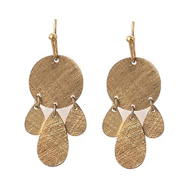 Brass Metal Teardrop Charm Dangle Earring