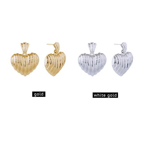 14K Gold White Gold Dipped Heart Post Earring