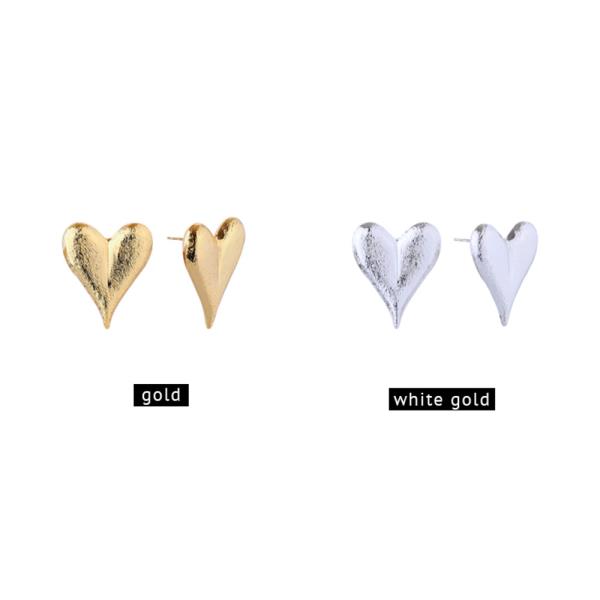 14K Gold White Gold Dipped Heart Stud Earrings