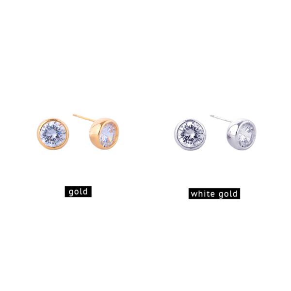 14K Gold White Gold Dipped Bezel Stud Earrings