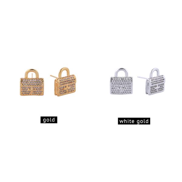 14K Gold White Gold Dipped Bag Stud Earrings