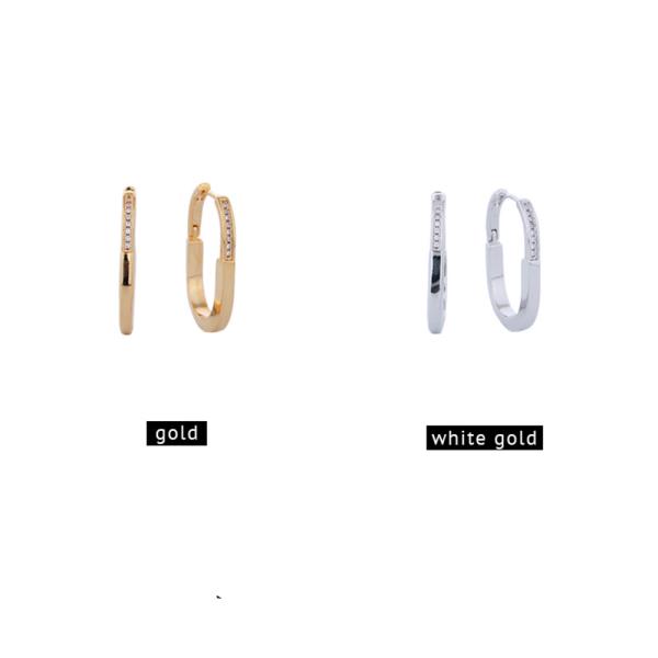14K GOLD/WHITE GOLD DIPPED PINK LINE HUGGIE EARRINGS