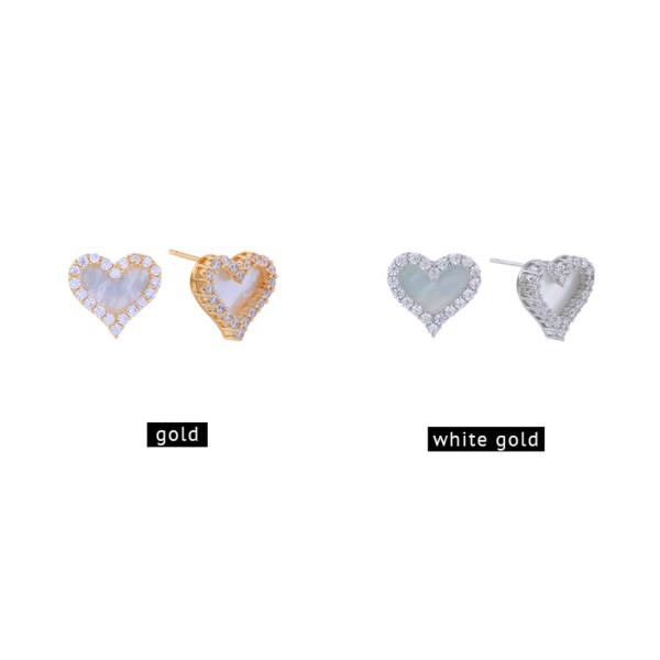 14K Gold White Gold Dipped Heart Stud Earrings