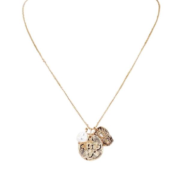 DOUBLE FLOWER PENDANT NECKLACE