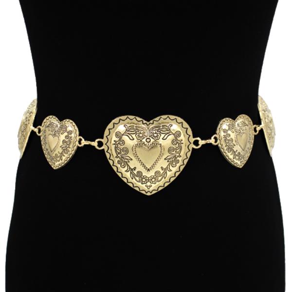 HEART LINK METAL CHAIN BELT