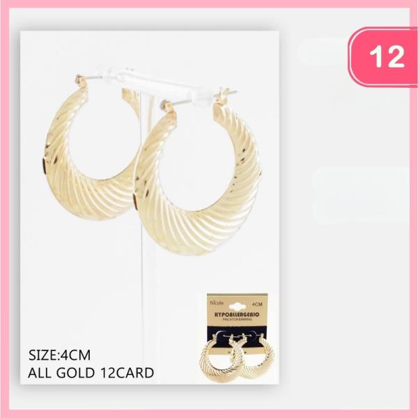 Textured Hoop Earrings (12 Units)
