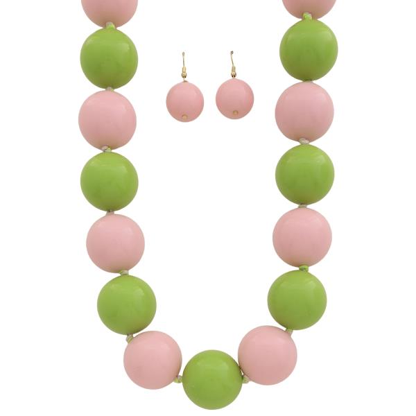 Bead Multi Strand Necklace Earring Set