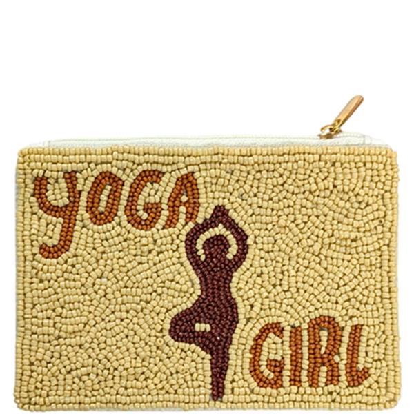 SEED BEAD YOGA GIRL COIN PURSE POUCH BAG