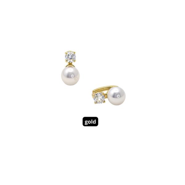 14K Gold Dipped Plating Pearl Drop CZ Earring