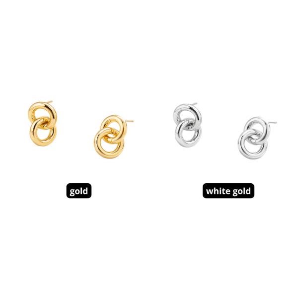 14K Gold White Gold Dipped Interlocking Earrings