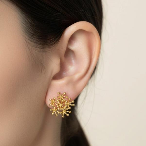 14K Gold Dipped Water Resistant Burst Stud Earring