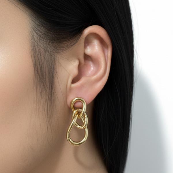 14K Gold White Gold Dipped Hoop Drop Earrings