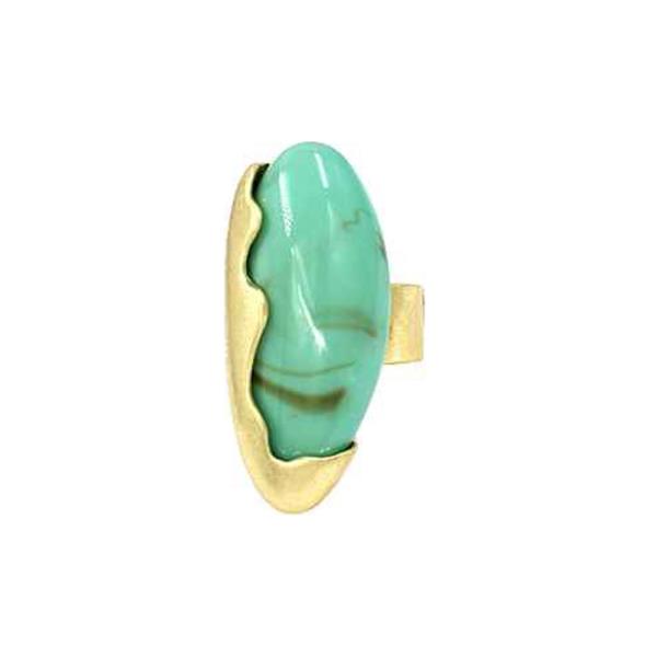 Marbling Stone Oval Ring