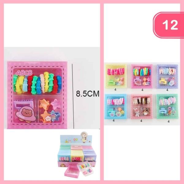 Mini Hair Ties Claw Clips Set (12 Units)