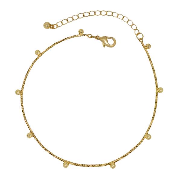 Box Chain 3mm Metal Ball Accent Anklet