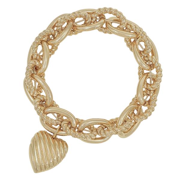 Oval Shape Stretched Bracelet with Heart Charm