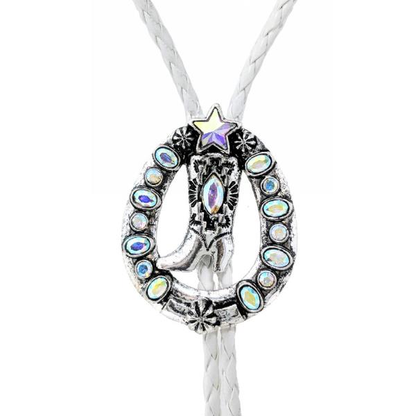 Western Semi Stone Boot Necklace