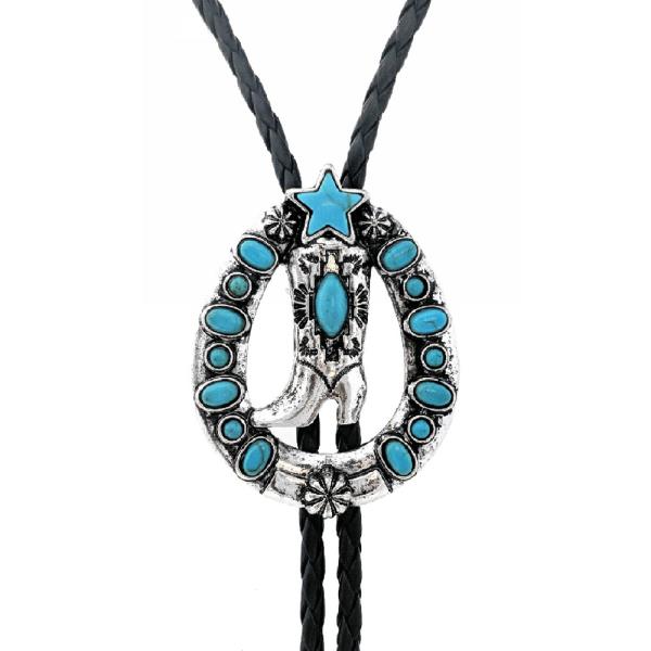Western Semi Stone Boot Necklace