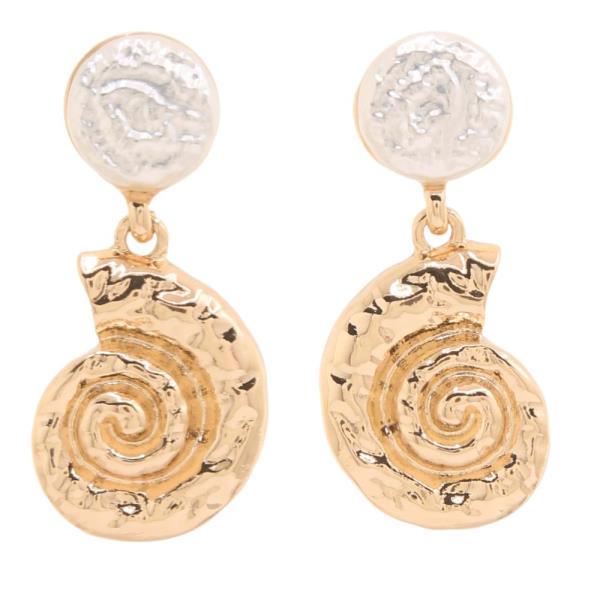 Metal Sea Life Shell Drop Earring