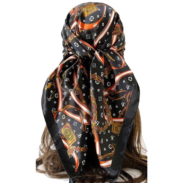 Multi Monogram Pattern Bandana Square Neck Scarf