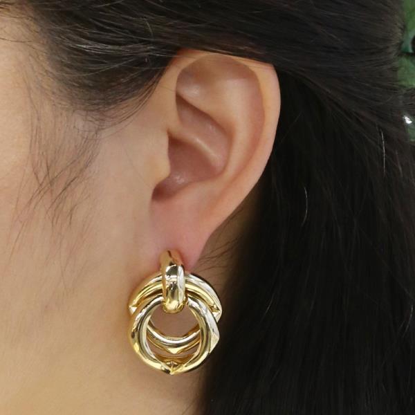 14K Gold White Gold Dipped Interlock Earrings