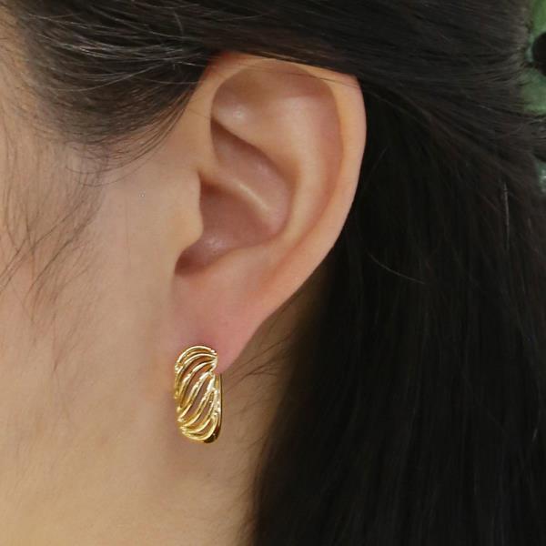 14K GOLD WHITE GOLD DIPPED TWISTED MULTI HOOP EARRINGS