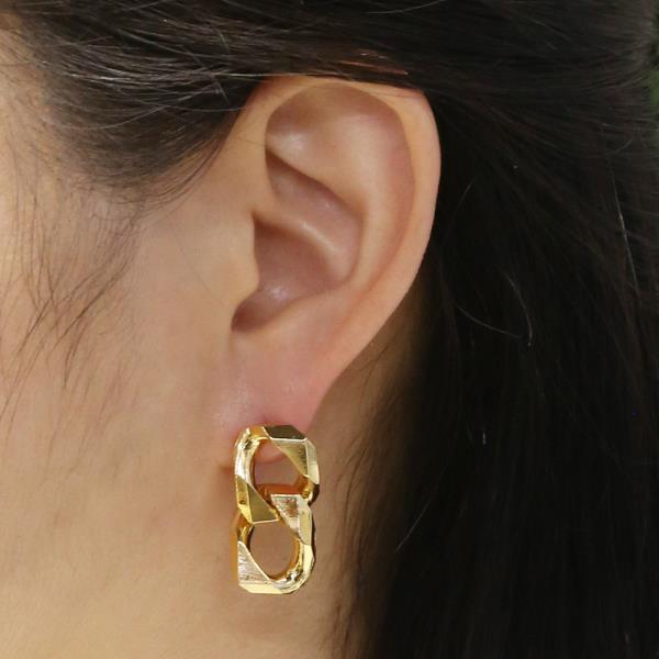 14K Gold White Gold Dipped Link Drop Earrings