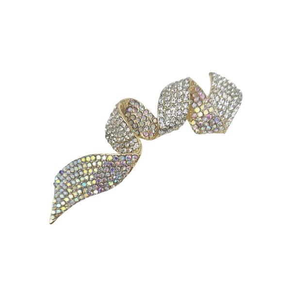 RHINESTONE WAVE BROOCH
