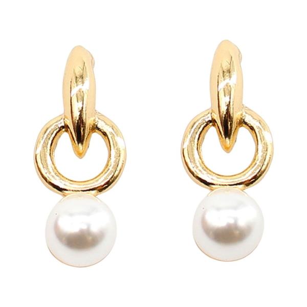 Mini Hoop W Pearl Drop Earrings