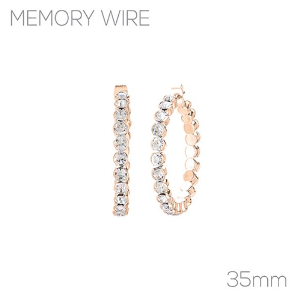 35MM 4 MM ROUND STONE HOOP EARRING