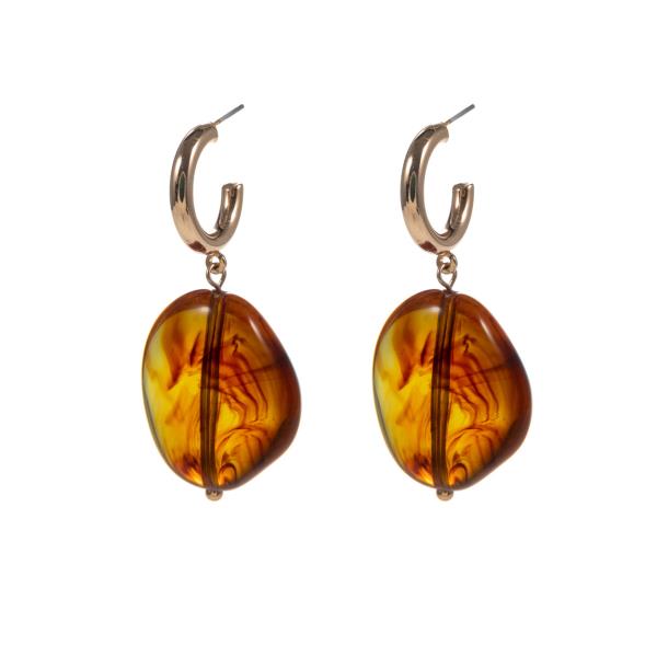 IRREGULAR BROWN BEAD EARRINGS