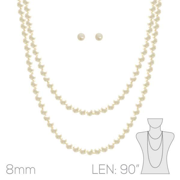 Knot Pearl Layered Necklace Earring Set