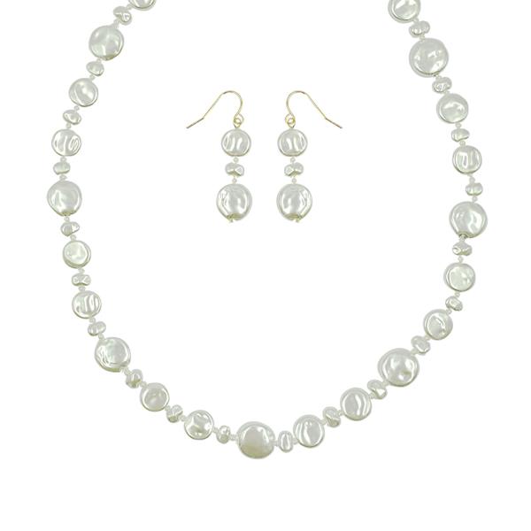 Coin Pearl Earring Necklace Set