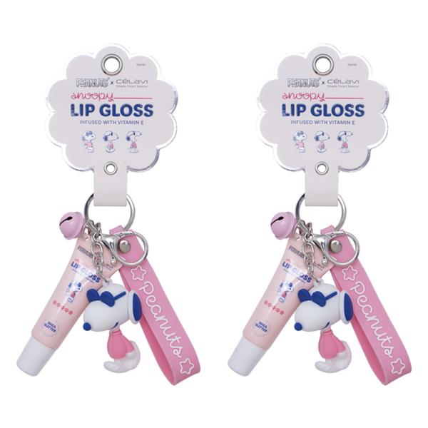 2PC Celavi X Peanuts Snoopy Lip Gloss Keychain