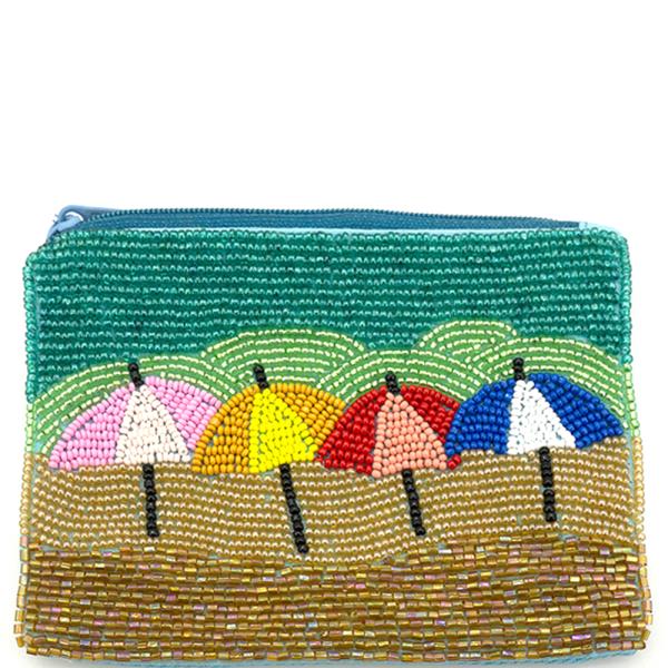 Seed Bead Umbrella Zipper Coin Purse
