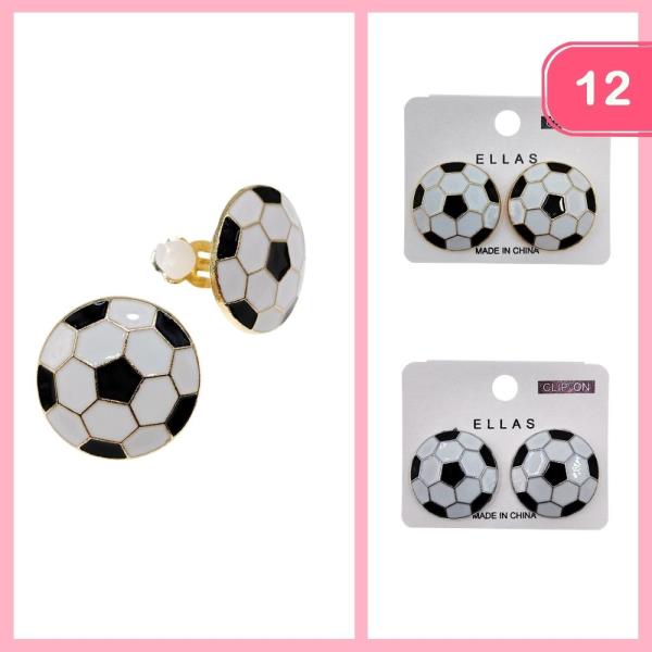 Soccer Ball Clip On Earrings (12 Units)