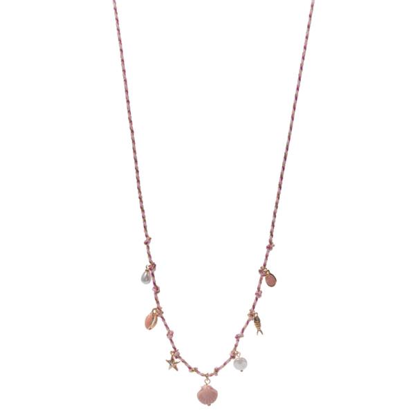 Mixed Shaped Charms W Rope Short Necklace