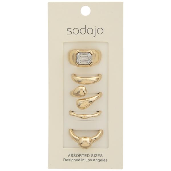 SODAJO Assorted Metal Crystal Ring Set