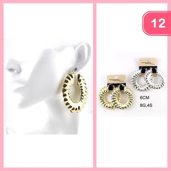 Textured Hoop Earrings (12 Units)
