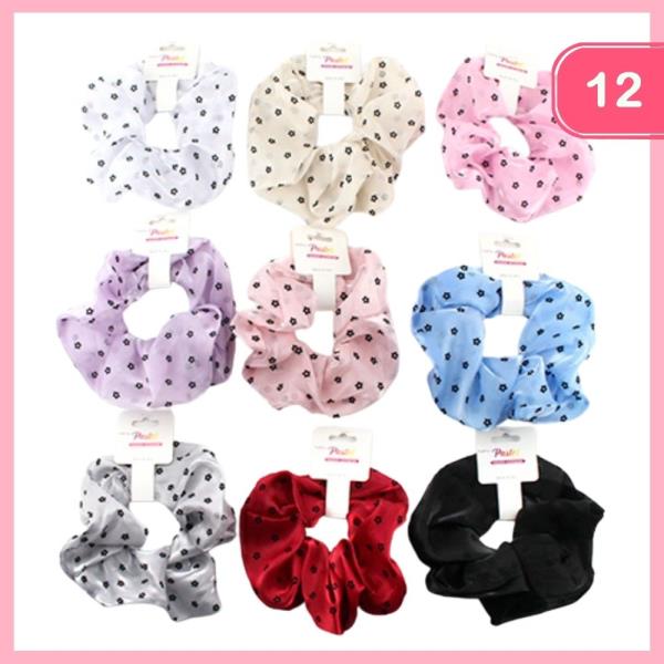 Flower Print Hair Scrunchie (12 Units)