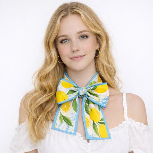 LEMON PRINT SKINNY SCARF