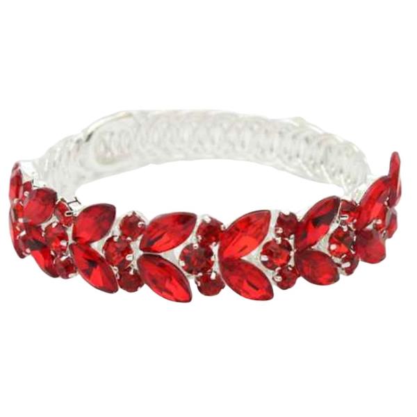 Rhinestone Bridal Wire Adjustable Bangle Bracelet