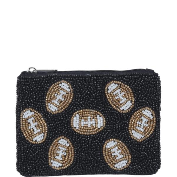 Seed Bead Football Coin Purse Bag