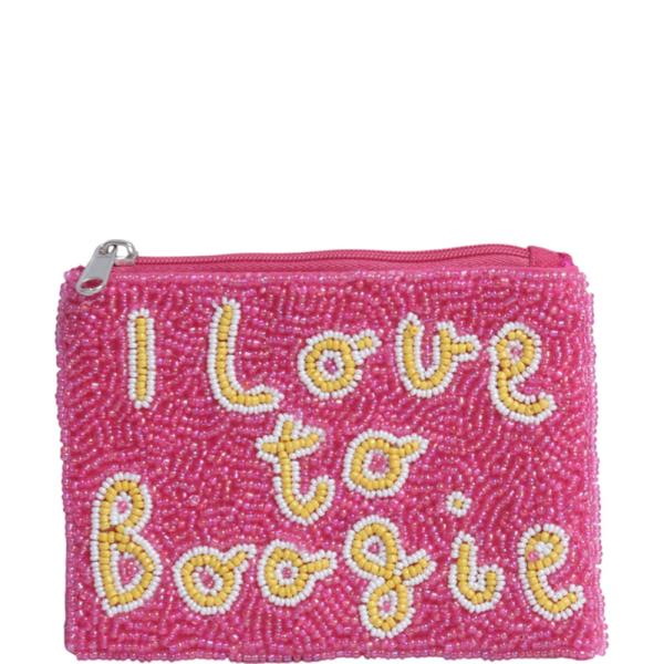 Seed Bead I Love To Boogie Coin Purse Bag