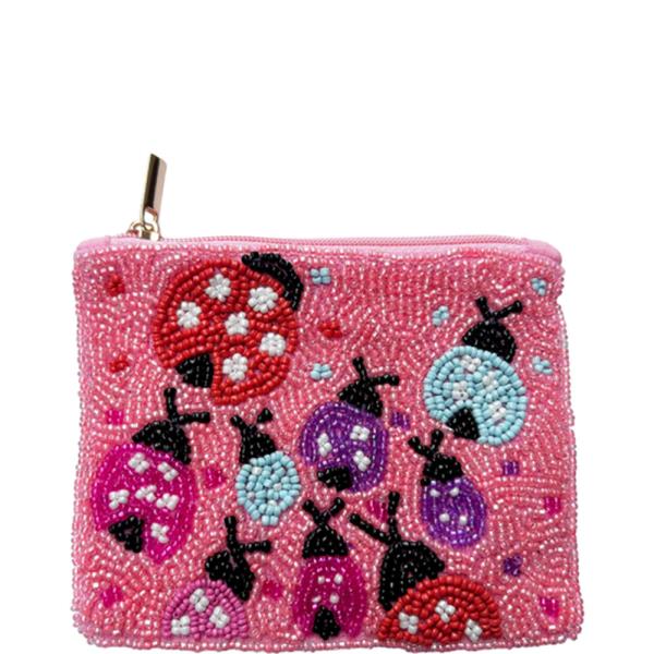 Seed Bead Ladybug Coin Purse Bag