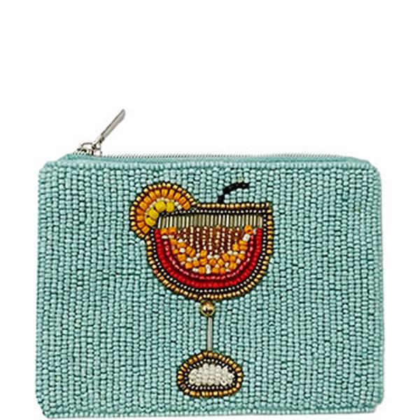 Seed Bead Cocktail Drink Coin Purse Bag