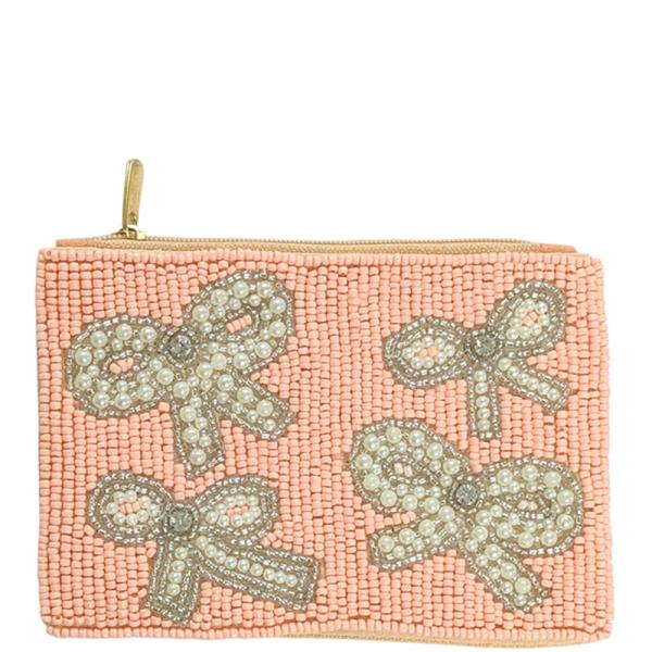 Seed Bead Bow Coin Purse Bag